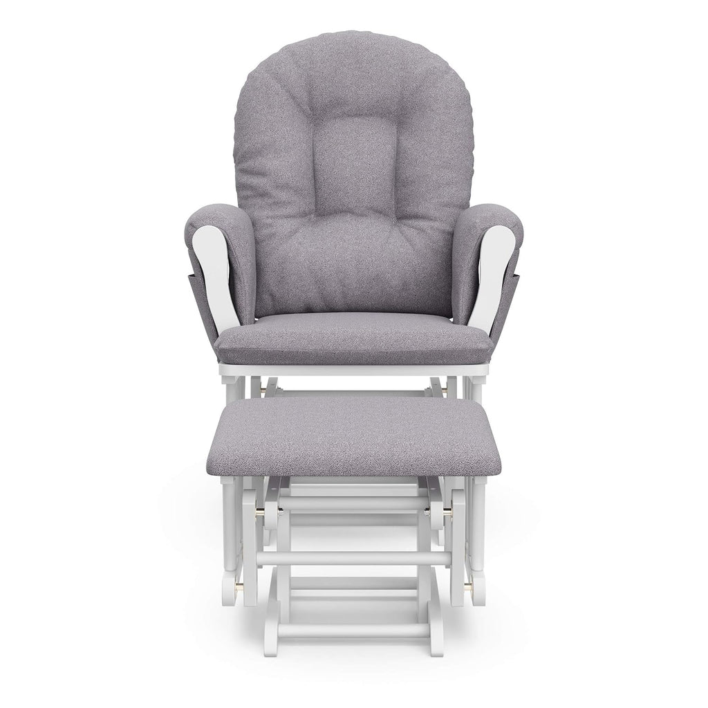 Storkcraft Premium Hoop Glider & Ottoman (Espresso/Gray Swirl) — GREENGUARD Gold Certified Nursery Glider, Solid Wood Craftsmanship, Smooth-Gliding Nursery Chair and Ottoman, Award-Winning