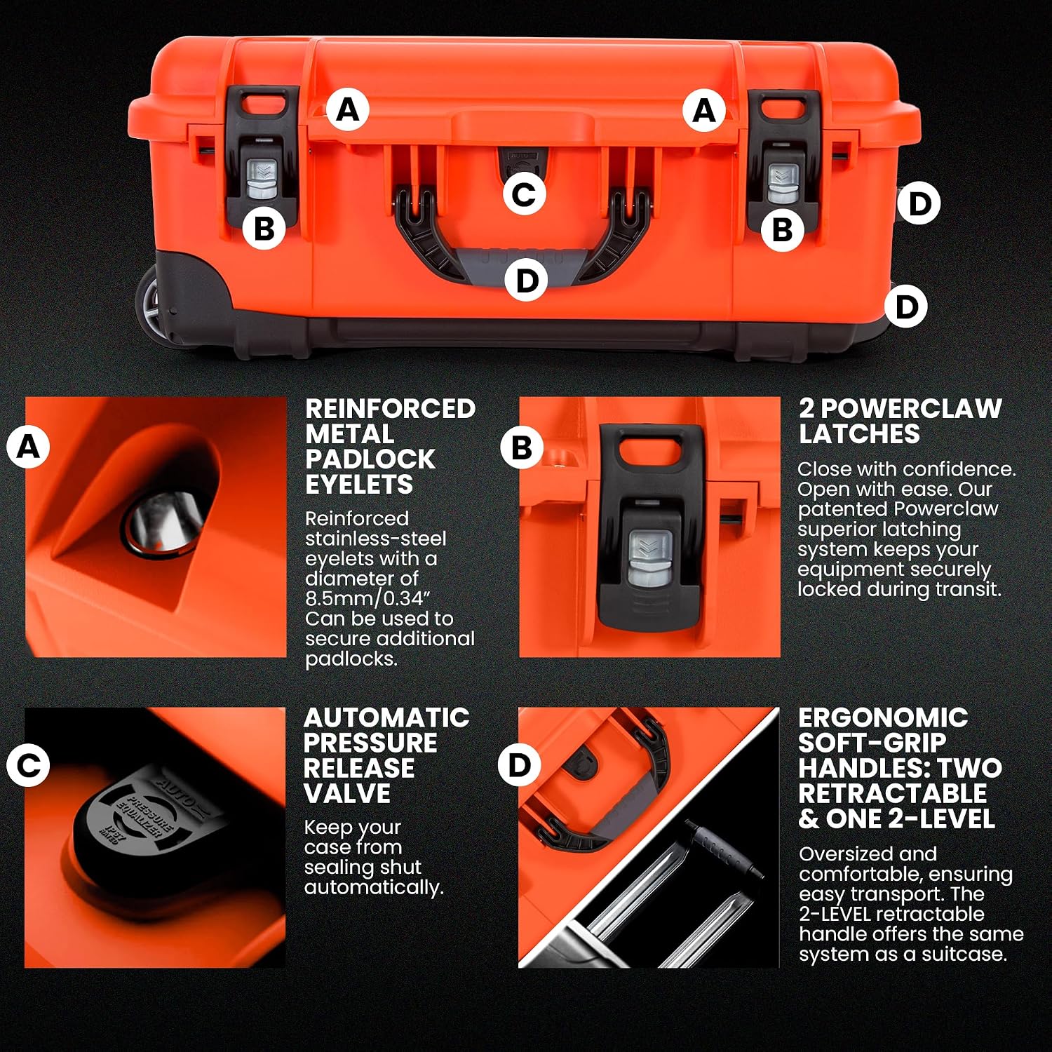 NANUK 935 Pro Photo Kit – Waterproof Travel Camera Hard Case with Padded Dividers and Wheels, 22' x 14' x 9' - Dustproof and Impact Resistant, Airline Carry-On Approved – Orange