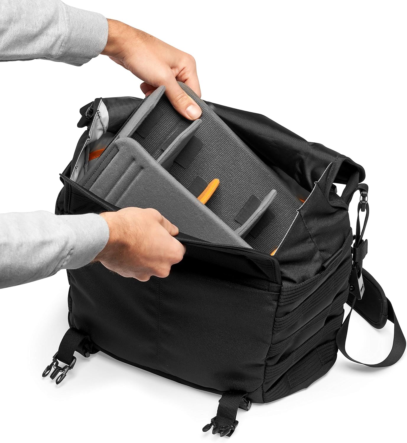 Lowepro ProTactic MG 160 AW II Mirrorless and DSLR Messenger - with QuickShelf Divider System - Camera Gear to Personal belongings - for Mirrorless Like Sony Apha9 - LP37266-PWW