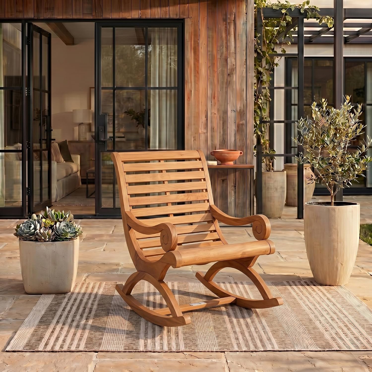 Safavieh Outdoor Collection Sonora Rocking Chair, Teak Brown