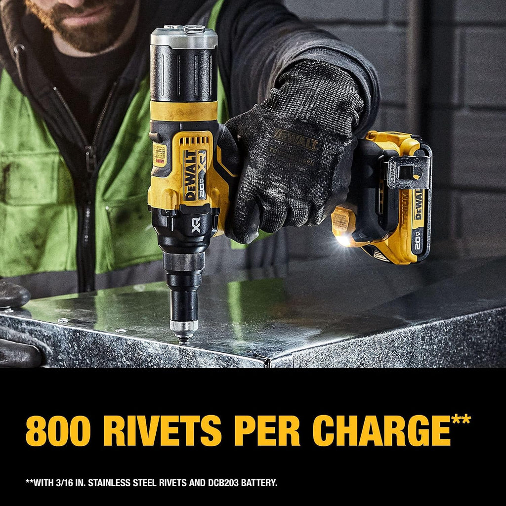 DEWALT 20V MAX XR Cordless Rivet Tool, 3/16', Battery and Charger Included (DCF403D1)