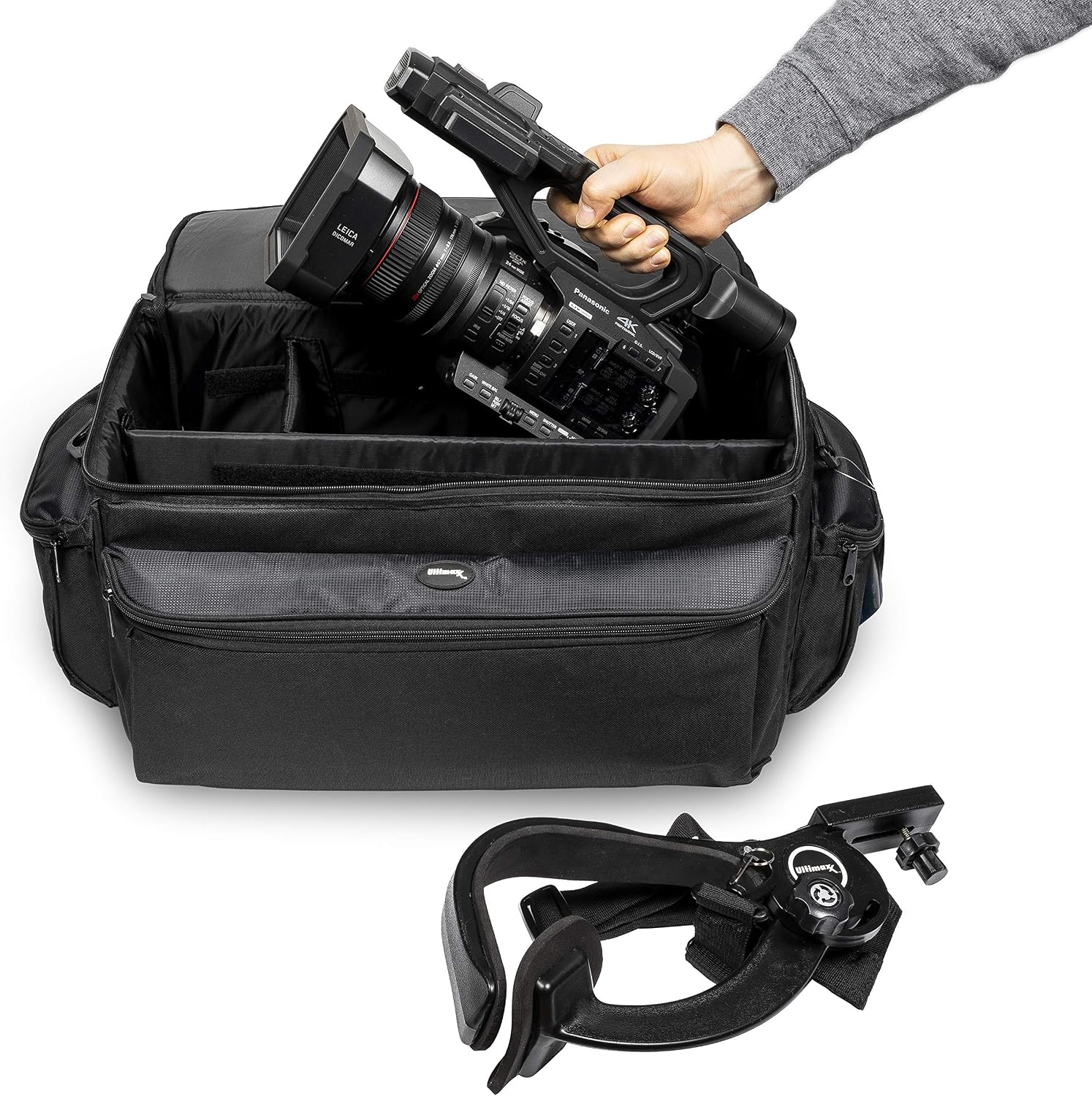 Ultimaxx Professional Well-Padded Extra-Large Water-Resistant Gadget Bag with 80' Tripod Compatible With SONY FDR-AX1, HDR-FX1000, HVR-Z1U, HVR-Z5U, HVR-Z7U, HVR-V1U, HVR-S270U, And More.