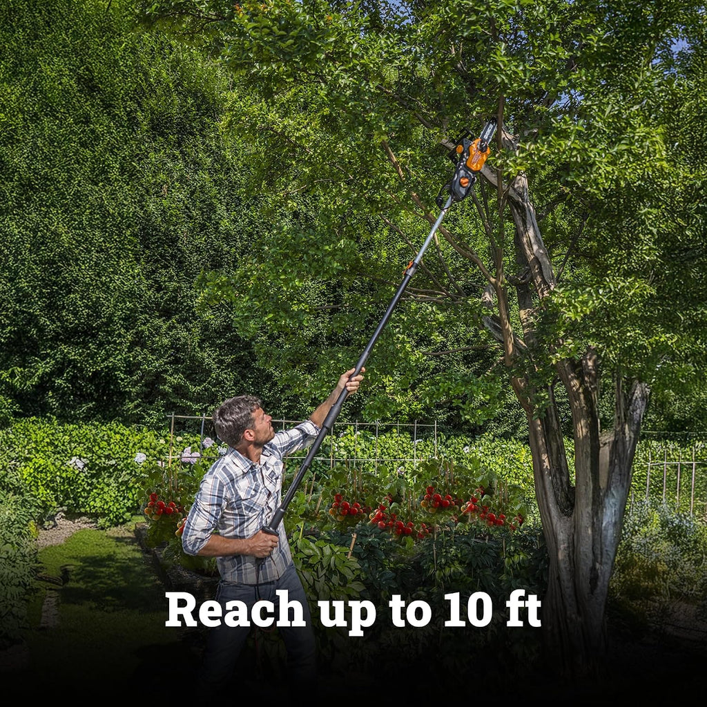 WORX Pole Saw, 8 Amp 10' Electric Pole Saw, Up to 10 ft., 28 ft/s chain speed