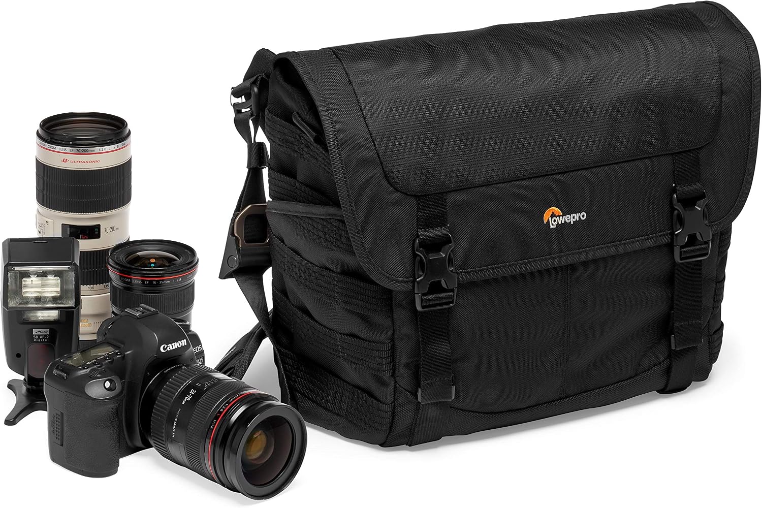 Lowepro ProTactic MG 160 AW II Mirrorless and DSLR Messenger - with QuickShelf Divider System - Camera Gear to Personal belongings - for Mirrorless Like Sony Apha9 - LP37266-PWW