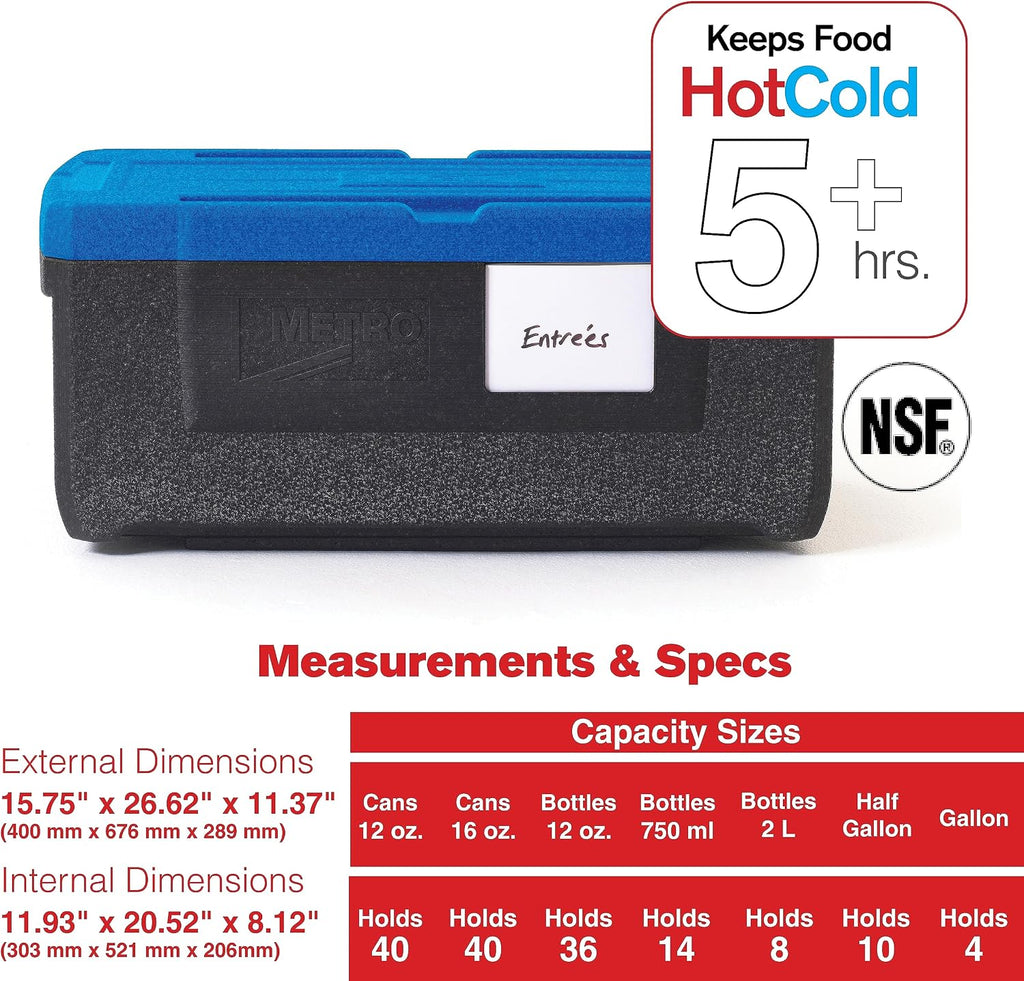 METRO Mightylite ML180-BU Top-Load Insulated Food Carrier - Professional-Grade Multipurpose Pan Carrier, Insulated Cooler and Catering Food Warmer - 30 qt or 3 Pan Capacity - Blue