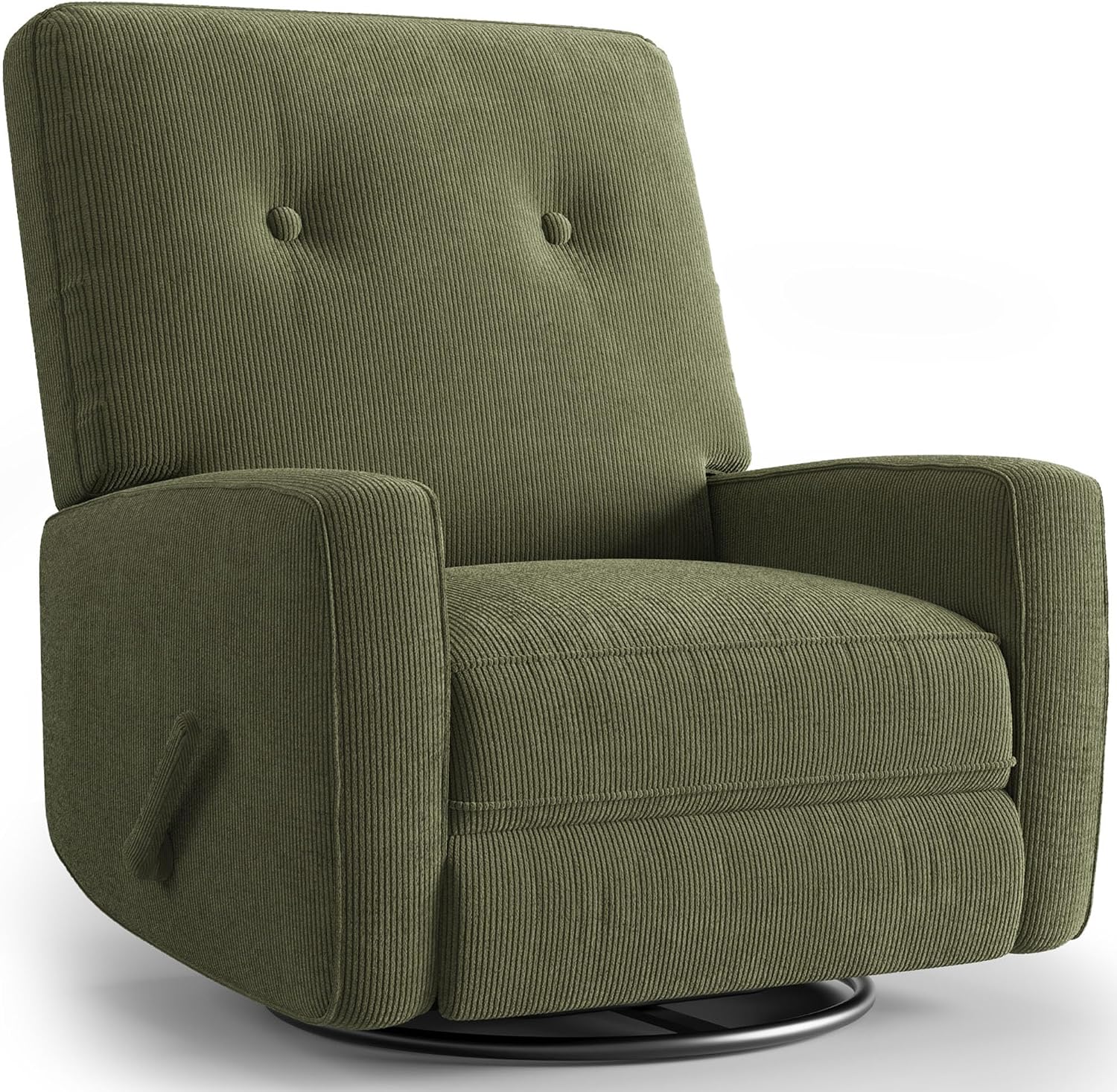 IDEALHOUSE Recliner Chair, 360° Swivel Rocking Glider Chair for Adults with Adjustable Backrest & Footrest, Cozy Corduroy Upholstered Armchair for Living Rooms, Bedrooms, Apartments, Green