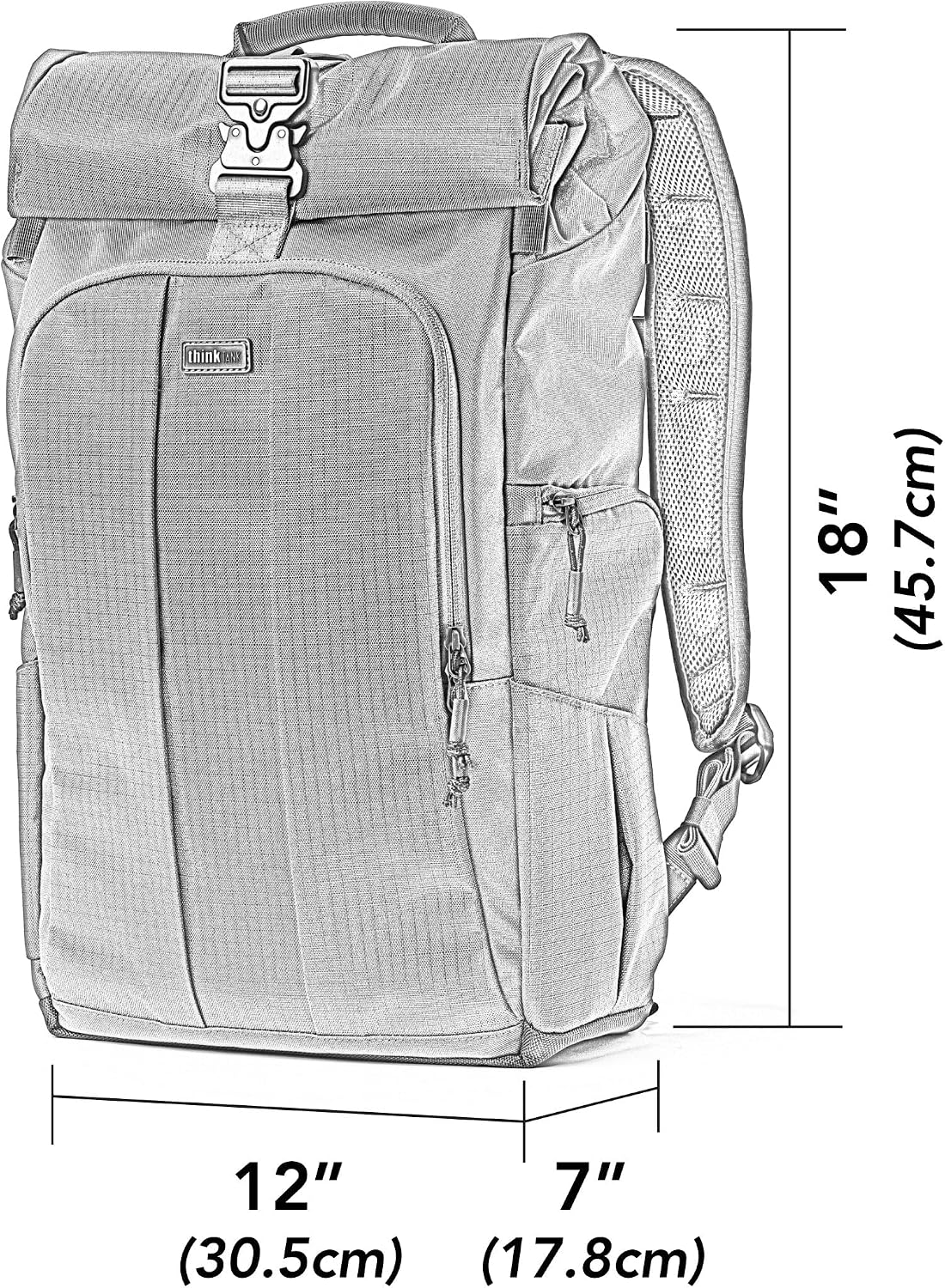Think Tank FocusPoint 30L RollTop Camera Backpack - Asphalt Black: Expandable Travel & Camera Backpack with Laptop Sleeve, Quick Side and Back Access, Rain Cover – Versatile Photography & Travel Bag