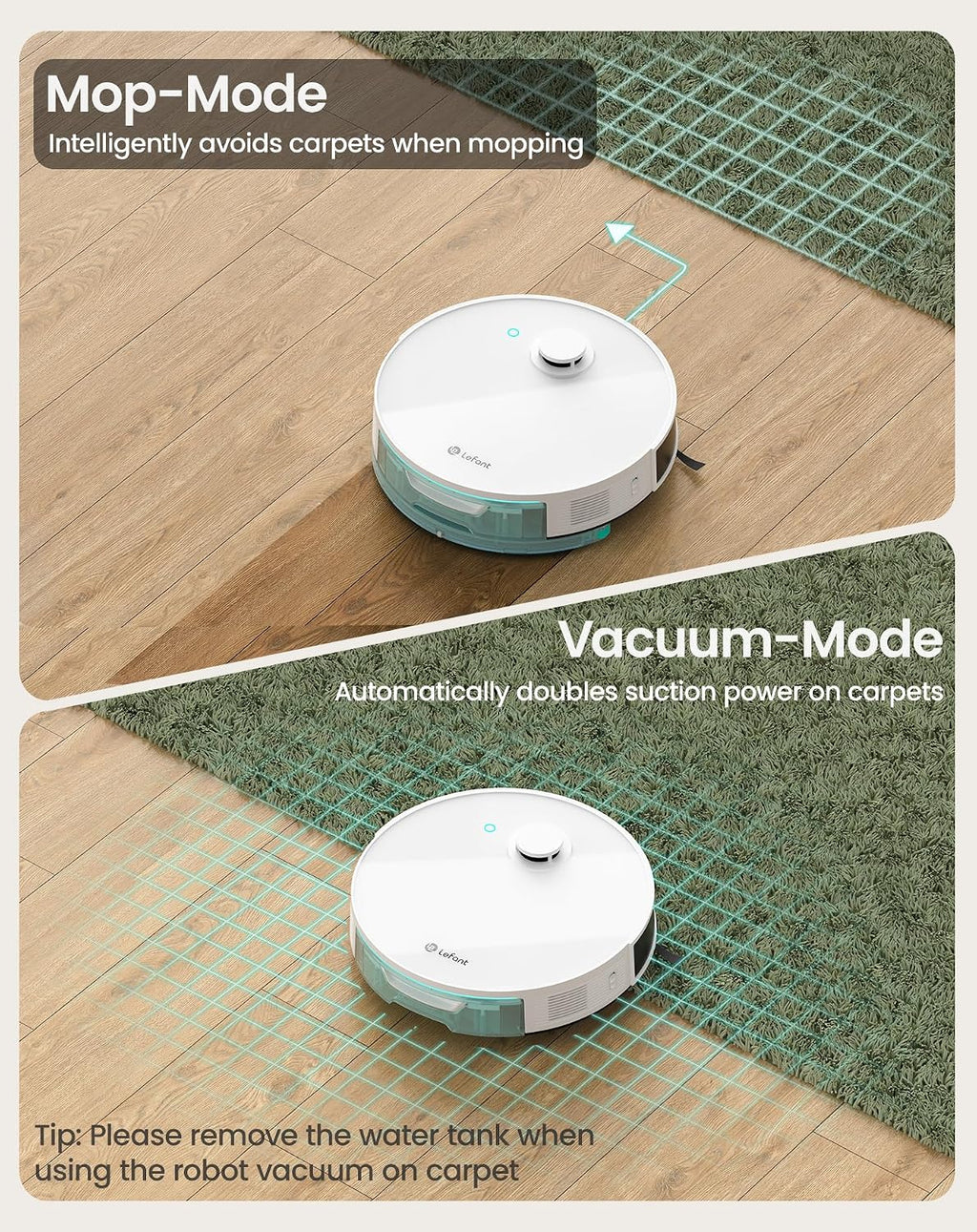 Lefant N3 Robot Vacuum and Mop Combo, Precision Mapping with Lidar & dToF Sensors, Max 4000Pa Suction, Ultrasonic Carpet Detection, Robotic Vacuum Cleaner with Sonic Mopping, WiFi/App/Alexa Control