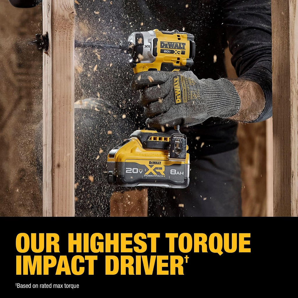 DEWALT 20V MAX XR 1/4 Inch Cordless Impact Driver Kit with 8AH Battery and Charger (DCF860WW1)