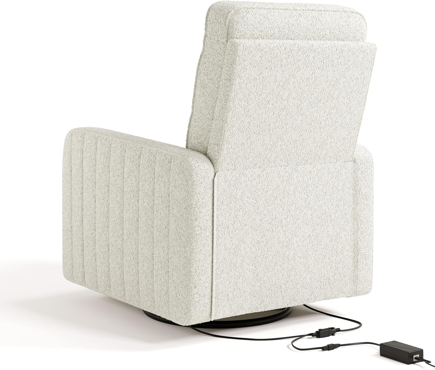 Storkcraft Kyoto Deluxe Power Recliner Swivel Glider (Ivory Boucle) – Premium Electronic Power Recliner for Nursery, Includes Dual-USB Charging Port with USB-A & USB-C, Glider Rocking Chair