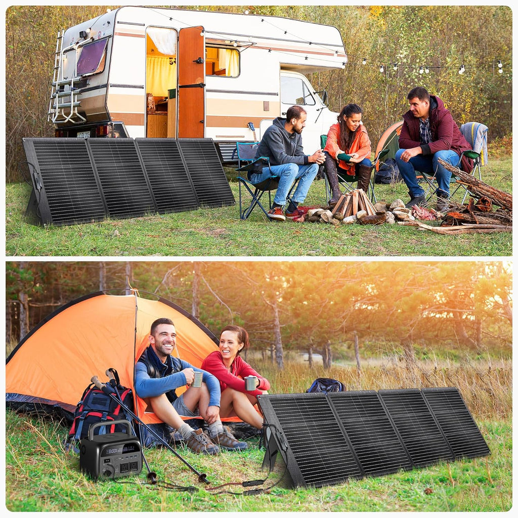 200W Portable Solar Panel for Power Station Generator,EFTE 23.7% High Efficiency Foldable Solar Panel Charger IP65 Waterproof with Adjustable Kickstand for Camping RV Outdoor Off-Grid