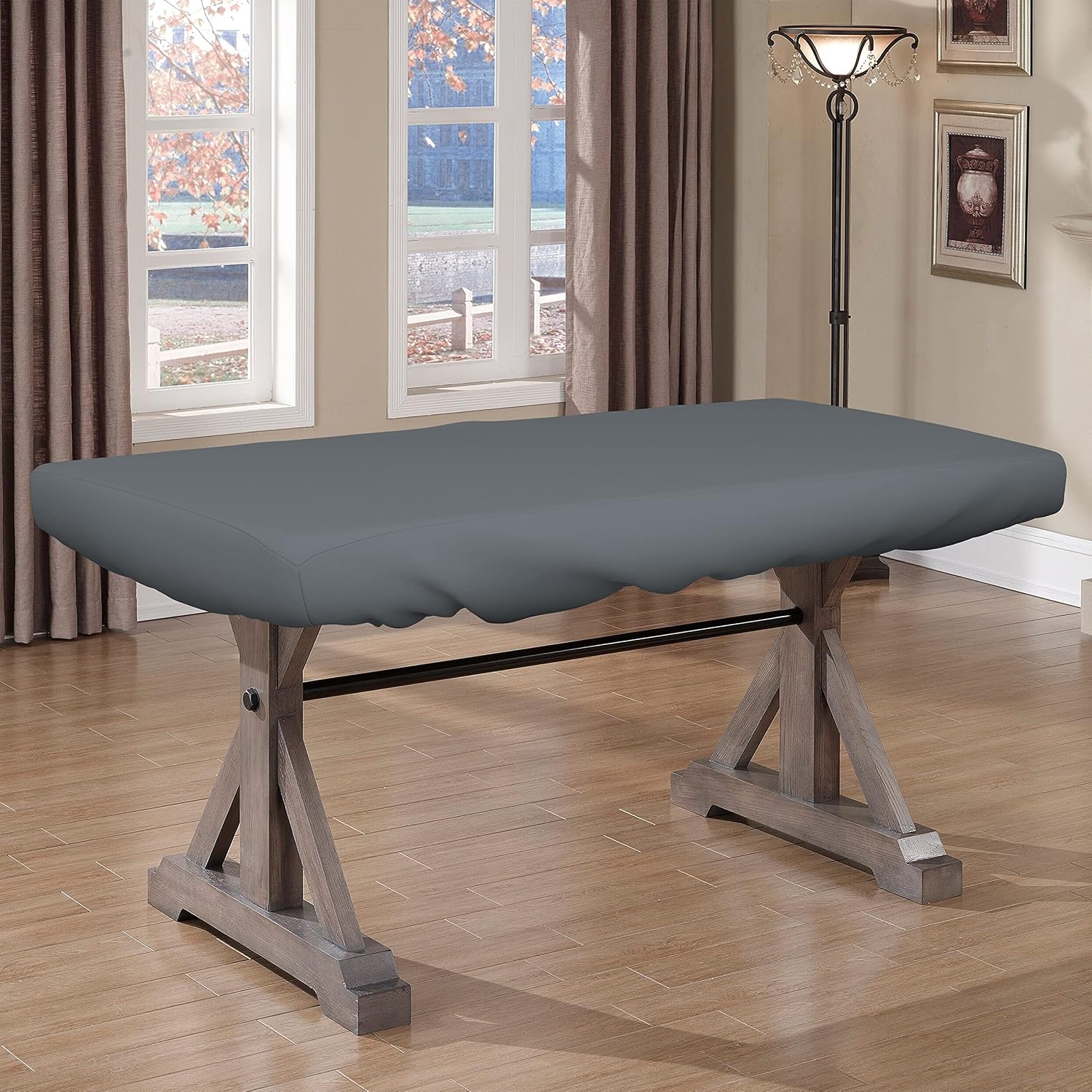 Covers & all Poker Table Cover 12 Oz Waterproof - 100% Weather Resistant Outdoor Game Table Cover with Elastic at 4 Sides (96' W x 44' D x 8' H Inches, Grey)