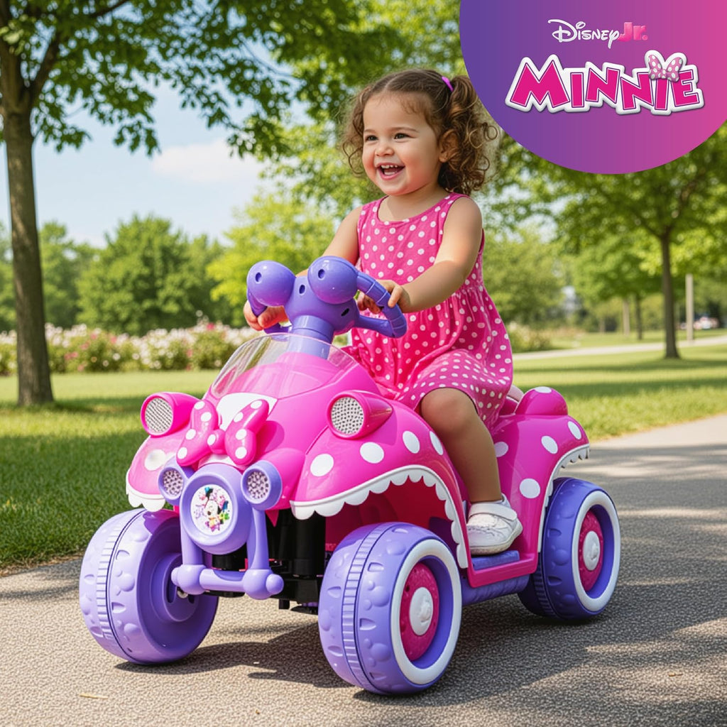 Kid Trax Toddler Disney Minnie Mouse Quad Ride-On, Kids 18-30 Months, 6V Battery and Charger Included, Max Weight 45 lbs, Hot Pink