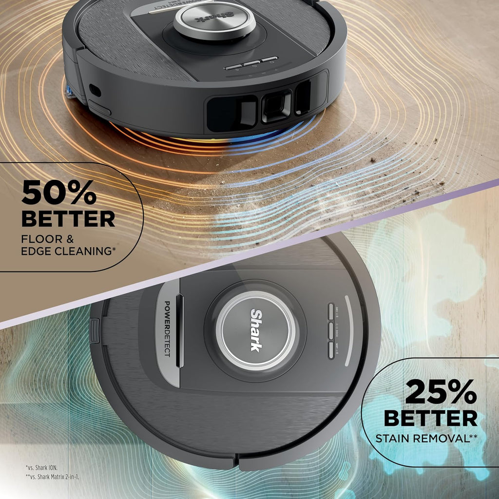 Shark Robot Vacuum & Mop Combo, NeverTouch Self-Emptying & Refilling Base, Carpet & Hard Floors, 60-Day Debris Capacity, 30-Day Water Tank, Pad Drying, 5 Intelligent Cleaning Technologies, RV2820YE