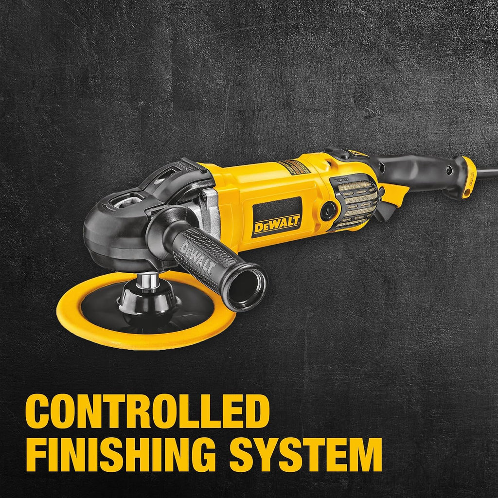 DEWALT Buffer Polisher, 7-in-9-in, 12 amp, Variable Speed Dial 0-3,500 RPM's, Soft Start Corded Car Buffer (DWP849X)