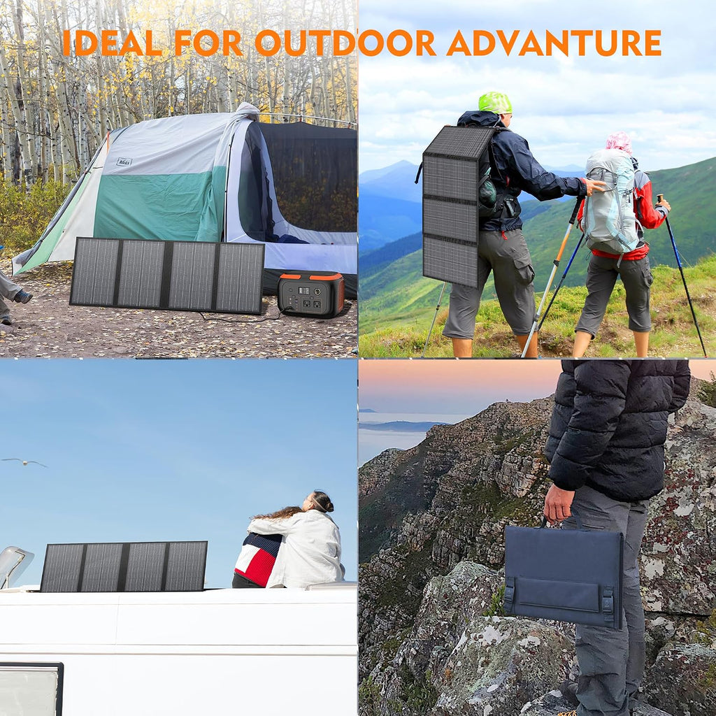 Portable Solar Generator, 300W Portable Power Station with Foldable 60W Solar Panel, 110V Pure Sine Wave 280Wh Lithium Battery Pack with USB DC AC Outlet for Home Use RV Van Outdoor Camping