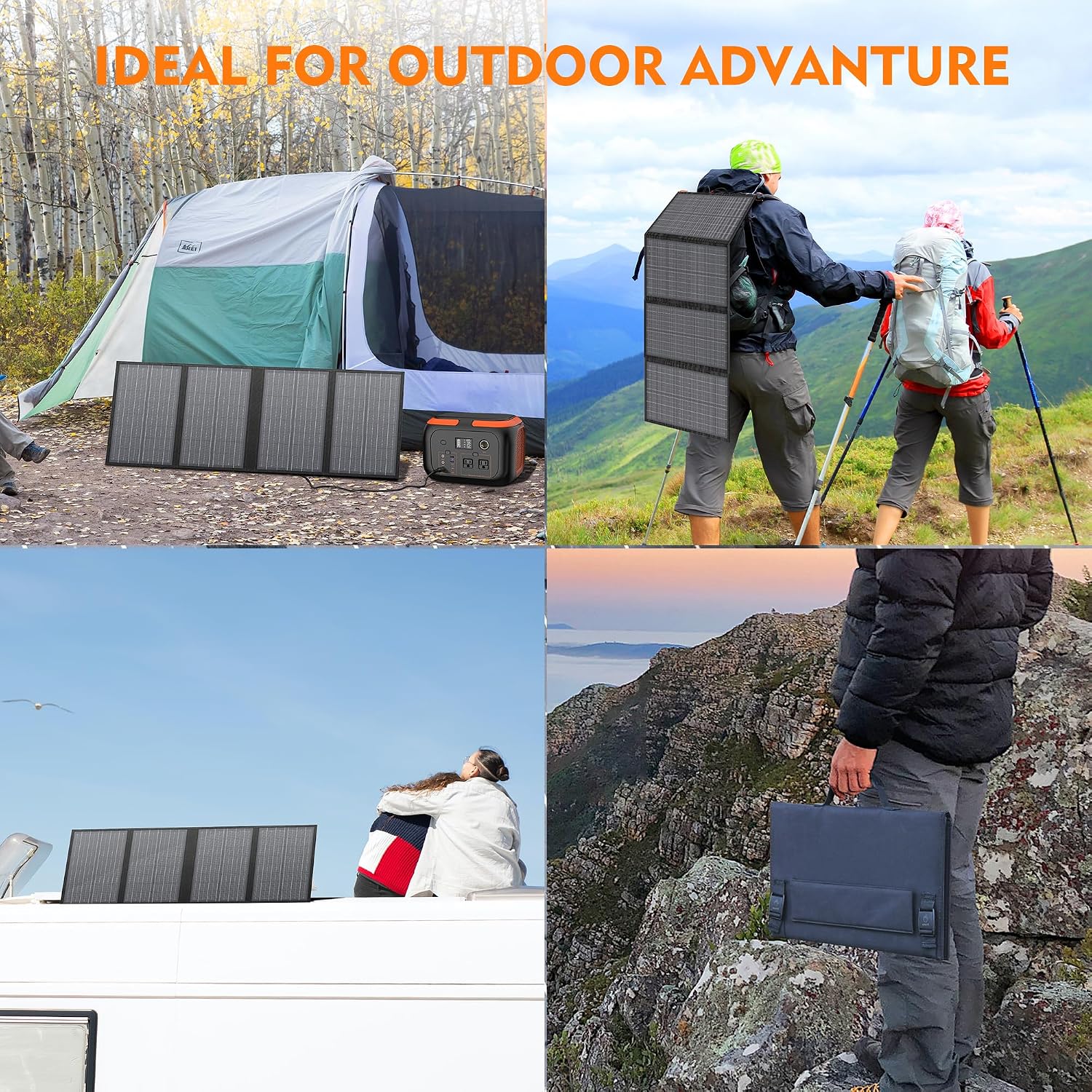 Portable Solar Generator, 300W Portable Power Station with Foldable 60W Solar Panel, 110V Pure Sine Wave 280Wh Lithium Battery Pack with USB DC AC Outlet for Home Use RV Van Outdoor Camping