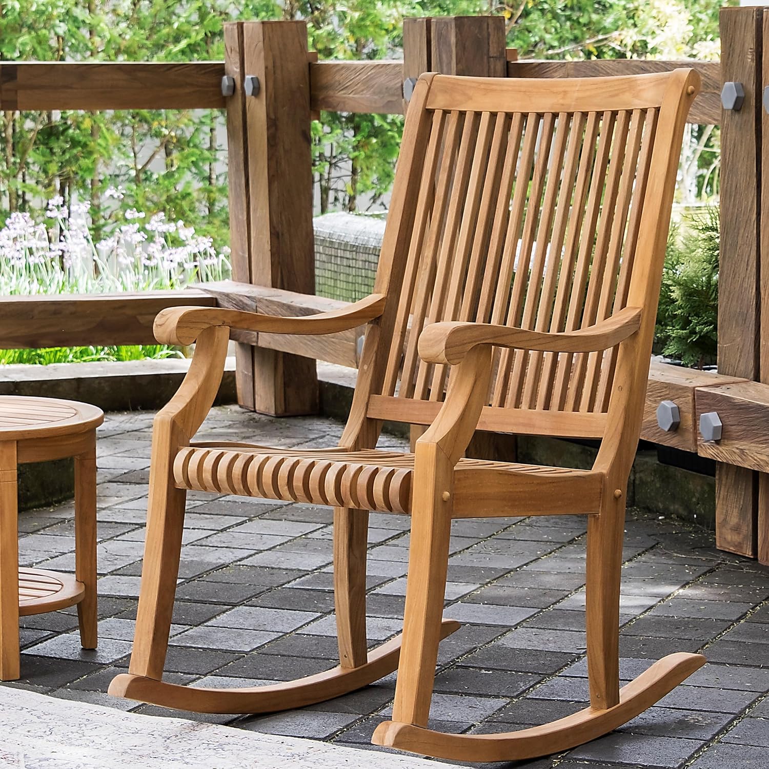 Cambridge Casual Montclair Teak Rocking Chair Set of 2, Natural Teak