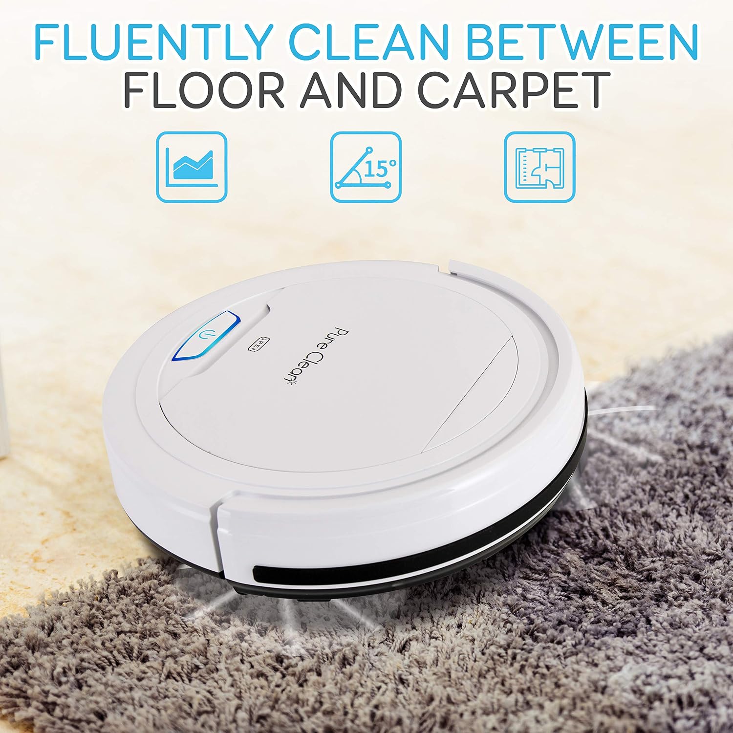 SereneLife Pure Clean Robot Vacuum Cleaner - Upgraded Lithium Battery 90 Min Run Time - Automatic Bot Self Detects Stairs Pet Hair Allergies Friendly Robotic Home Cleaning for Carpet Hardwood Floor