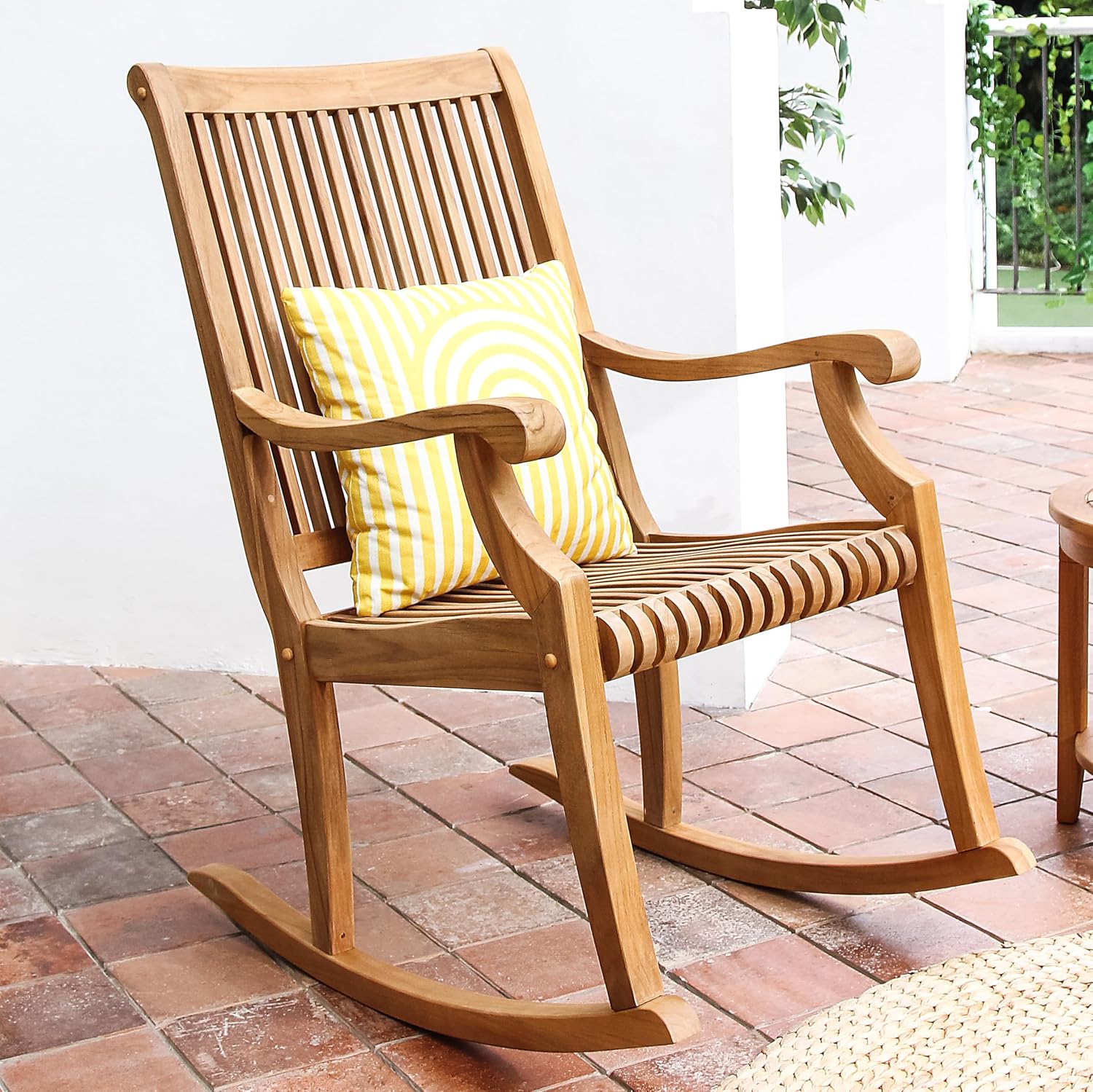 Cambridge Casual Mosko Teak Wooden Rocking Chair, Durable Outdoor Rocker for Patio, Deck, and Porch – Stylish and Comfortable Wooden Rocking Chair for Relaxing in Outdoor Spaces