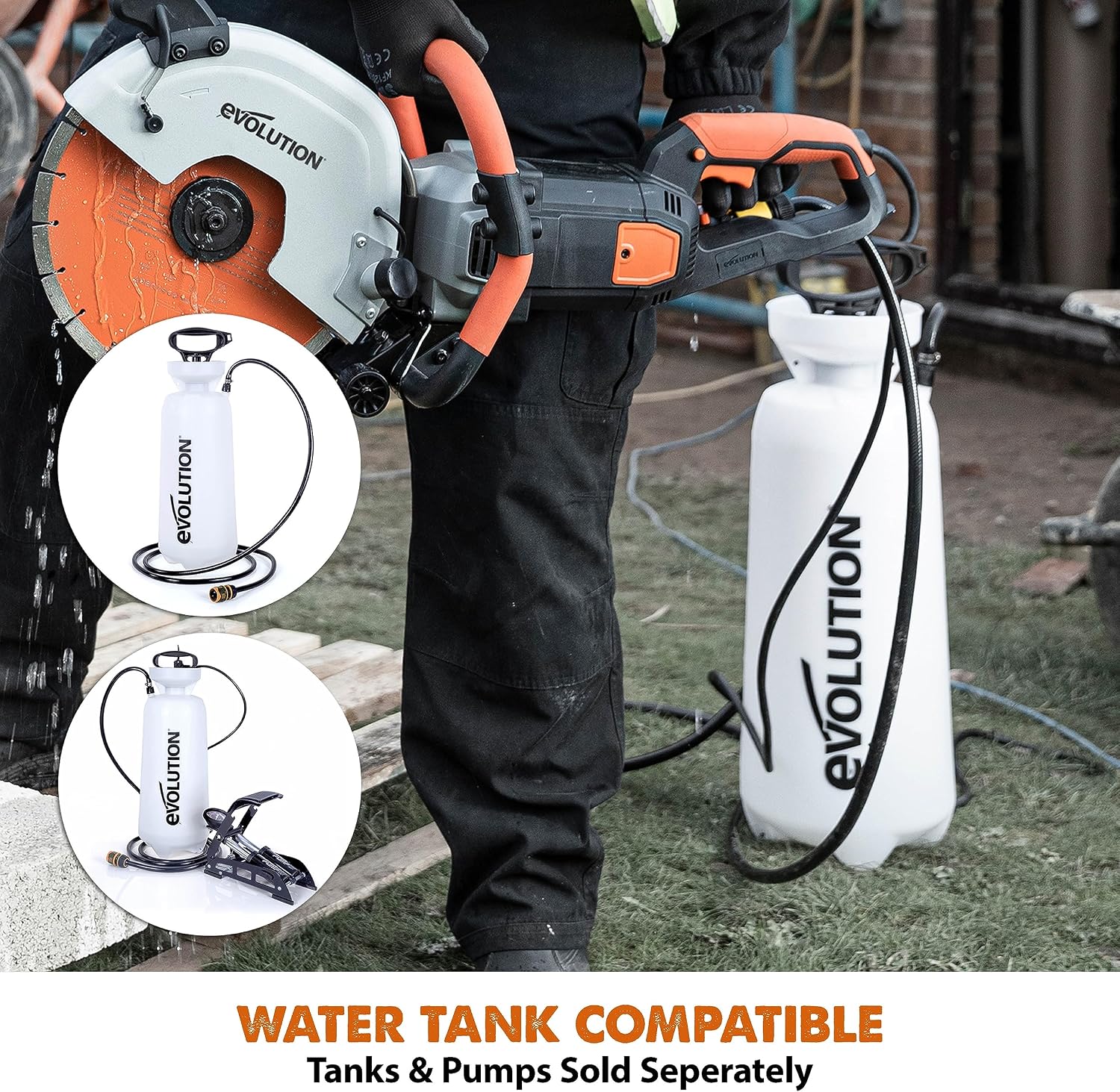 Evolution R12DCT 12 Inch Concrete Saw with Water Fed Dust Suppression (Aka Angle Grinder, Cut Off Saw, Masonry) Electric, No Gas, 4-1/2' Cut - Incl Premium Diamond Blade (Formerly R300DCT+)