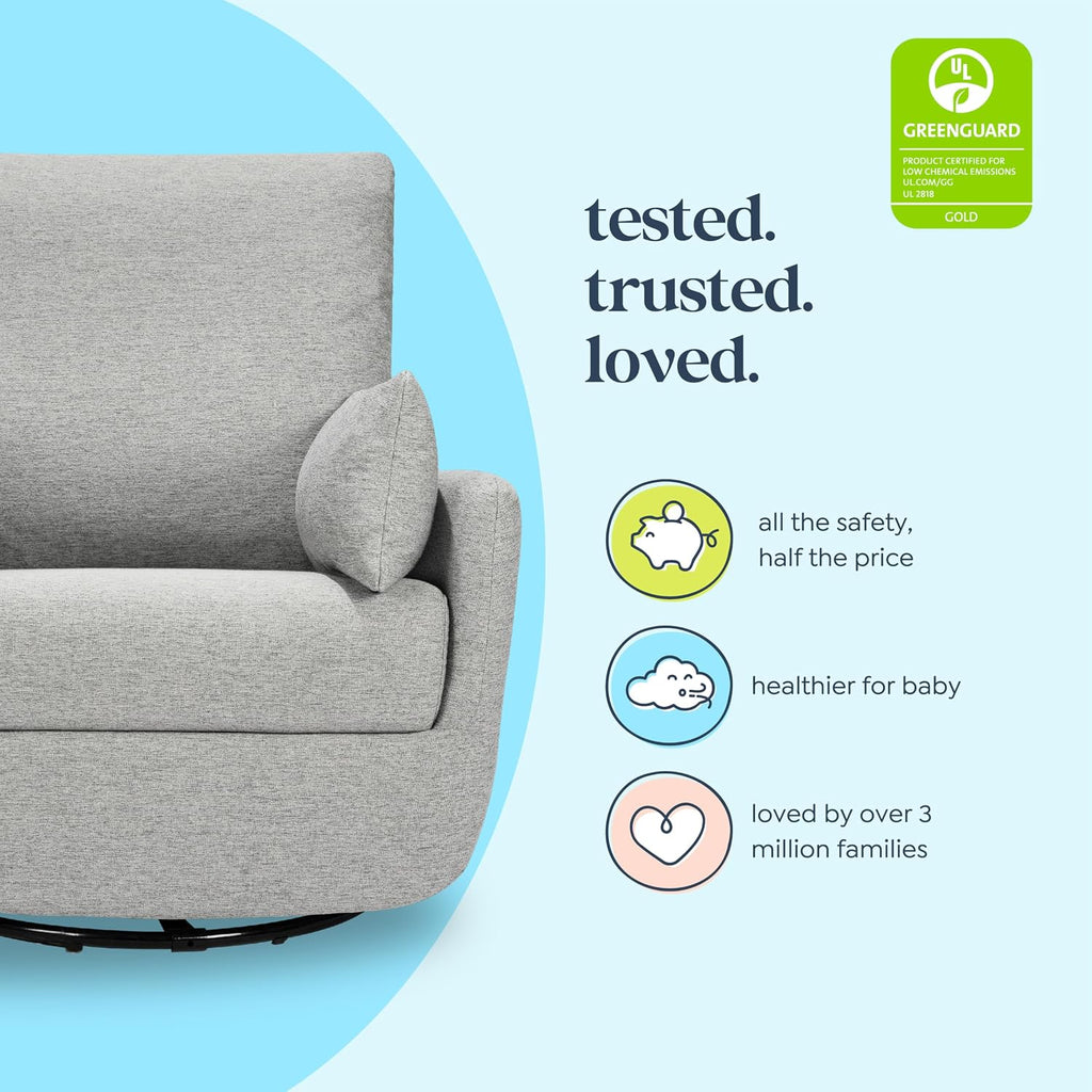 Davinci Juno Swivel Glider in Frost Grey, Greenguard Gold & CertiPUR-US Certified