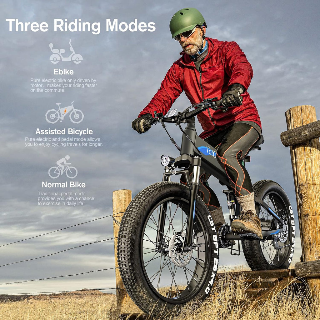 TotGuard Electric Bike,26' x4.0 Fat Tire Electric Bike with 500W Motor,48V 10.4Ah Removable Battery, 19.8MPH Foldable Mountain Ebike, Dual Shock Absorbers,21 Speed, SGS Certified to UL 2849