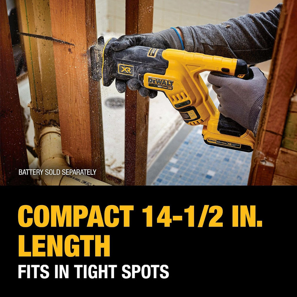 DEWALT 20V MAX XR Reciprocating Saw Cordless, Brushless, Compact,Variable Speed, Pivoting Head, LED Light, Tool Only (DCS367B)