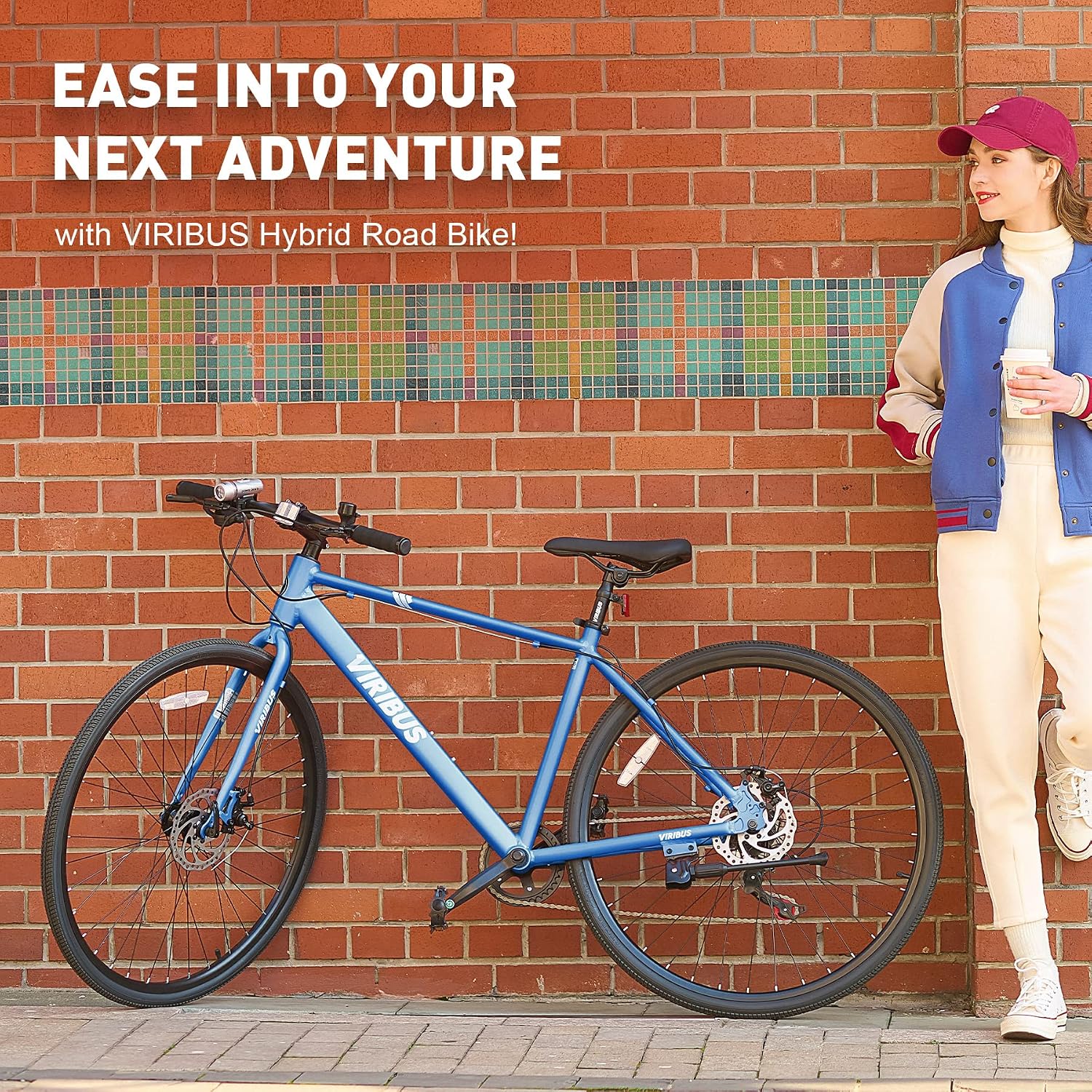 VIRIBUS Hybrid Bikes, 28 inch Mens Hybrid Bicycle 7 Speed with Lightweight Aluminum Frame & Disc Brakes, 700C Retro Vintage Adult Bike for Tall Men & City Commuters 85% Pre-Assembled