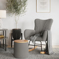 Rocking Chair - Teddy Fabric Upholstered Chair with Padded Seat and Contoured Armrests - Ergonomic Modern Rocker for Bedroom by Lavish Home (Gray)