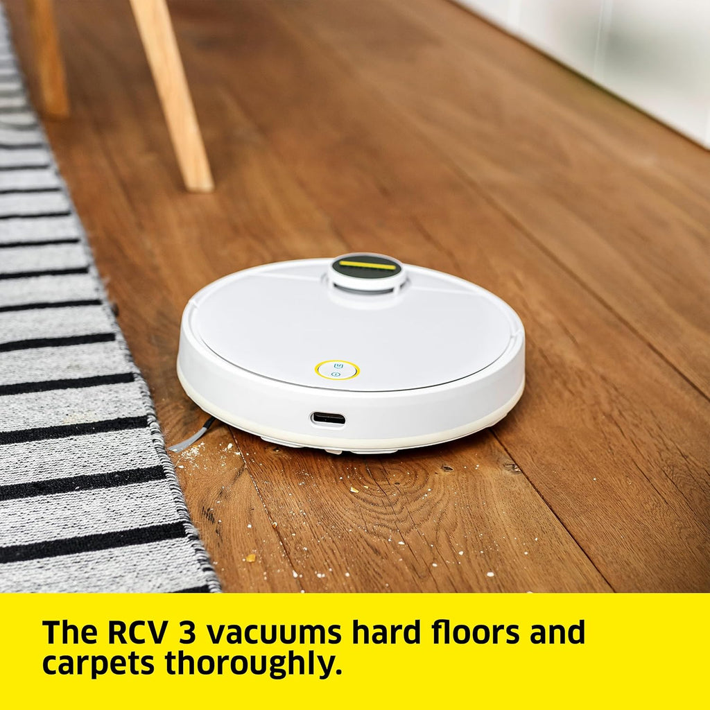 Kärcher RCV 3 Robot Vacuum Cleaner with Mop Function 2500Pa- Remote Control via App, LiDar Laser Navigation - Floor Mapping, Obstacle Detection - 120 min Run-Time - for Hard Floors and Carpets
