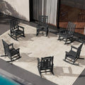 SERWALL HDPE Outdoor Rocking Chair for Adults, Outdoor Rocking Chairs Set of 6, Patio Rocking Chair Sets, Black