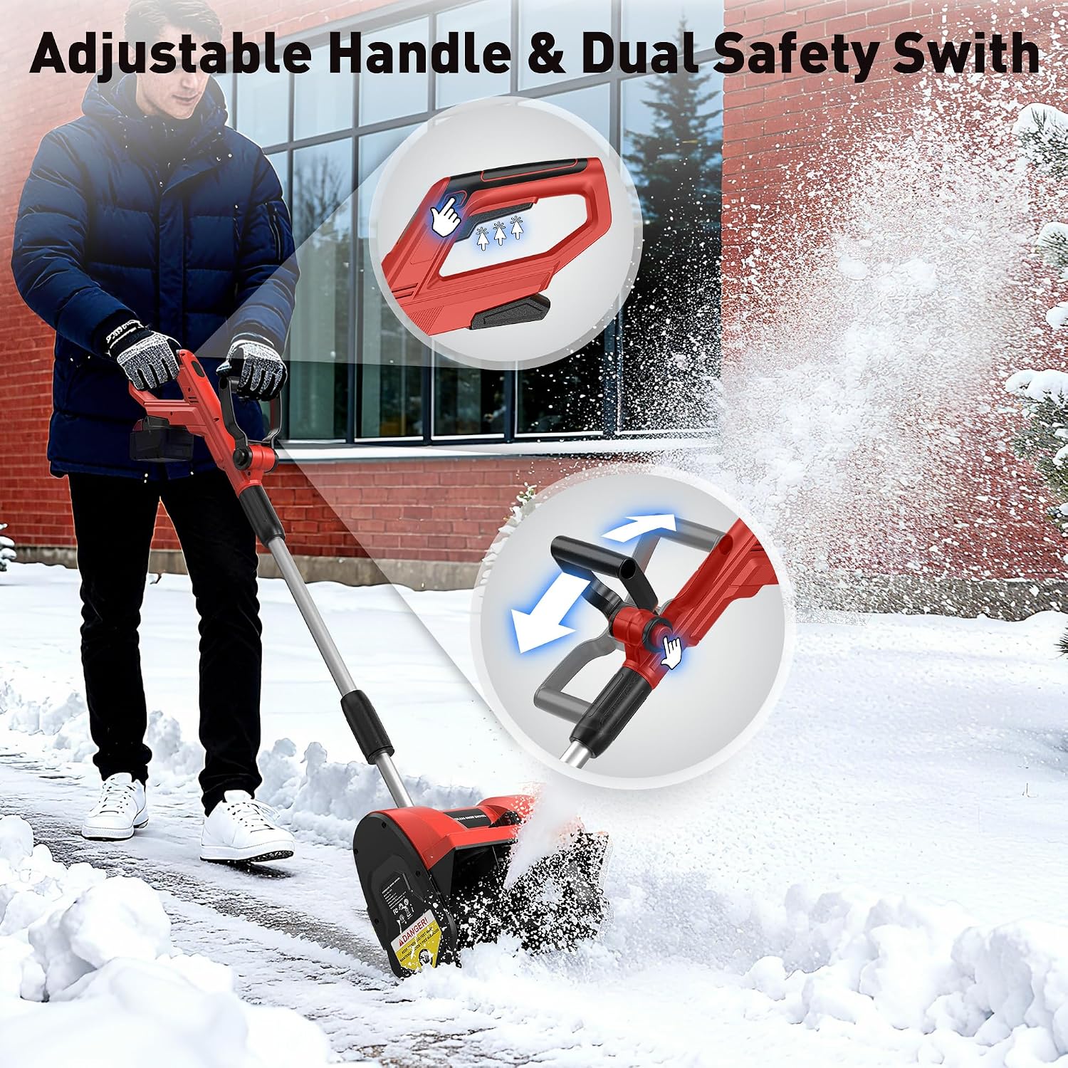 12' Cordless Snow Shovel (NO Battery) Compatible with Milwaukee 18V Battery, Electric Snow Shovel with Directional Plate & Adjustable Front Handle, Cordless Snow Blower for Driveway/Patio/Sidewalk
