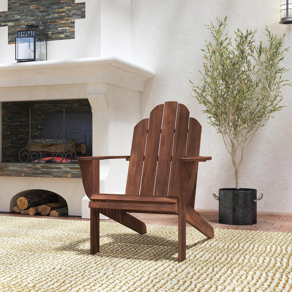 Linon Home Dcor Home Decor Teak Wood Stock Chair, 30.4' wx37.6 dx37.8 h, Stain