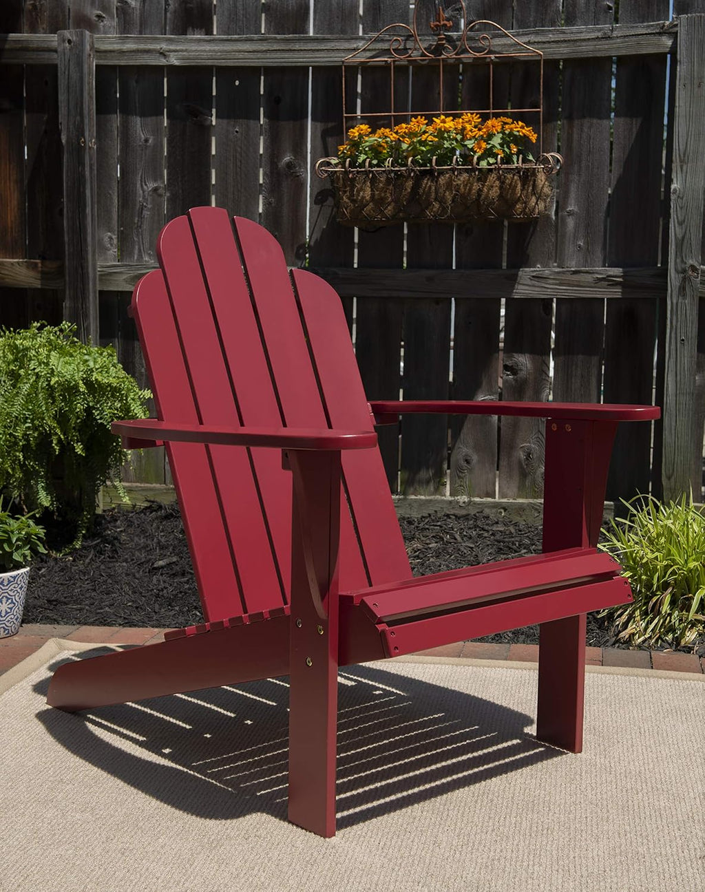 Linon Red Adirondack Chair, 30.4' W x 37.6' D x 37.8' H