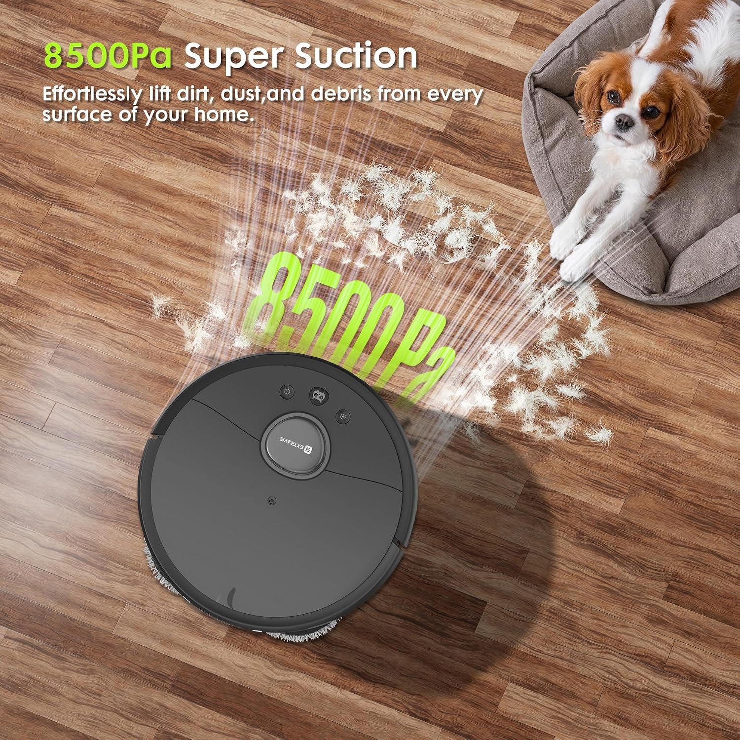 Robot Vacuum and Mop, V5 Tangle Cutter Technology for Pet Hair, 8500Pa Suction, Self Emptying Station for 75 Days, LDS Navigation, Pet Laser, Robotic Vacuums Cleaner for Floors, APP & Voice Control