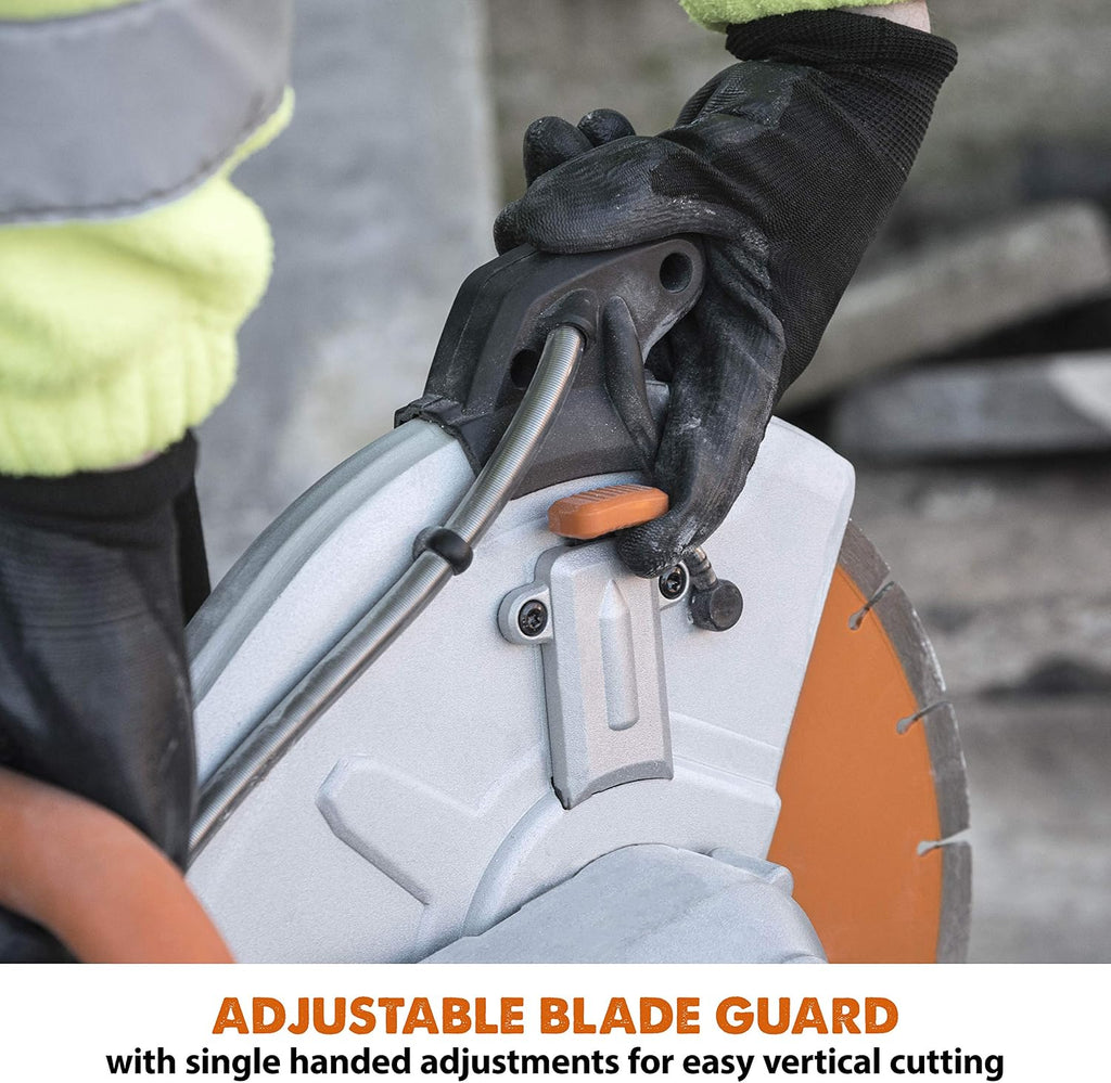Evolution R12DCT 12 Inch Concrete Saw with Water Fed Dust Suppression (Aka Angle Grinder, Cut Off Saw, Masonry) Electric, No Gas, 4-1/2' Cut - Incl Premium Diamond Blade (Formerly R300DCT+)
