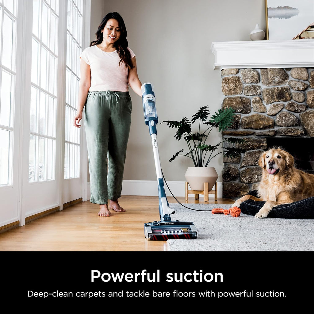 Shark HZ3002 Stratos Ultralight Corded Stick Vacuum with DuoClean PowerFins HairPro, Self-Cleaning Brushroll, & Odor Neutralizer Technology, Navy (Renewed)