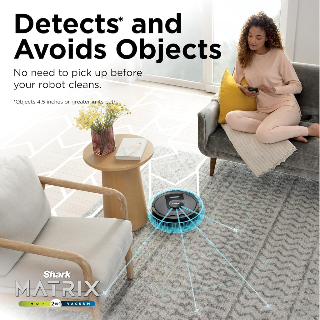 Shark R-RV2400WS Matrix No Spots Missed, Bagless 30-Day Capacity, Precision Home Mapping Self-Empty Robot Vacuum & Mop - Certified Refurbished