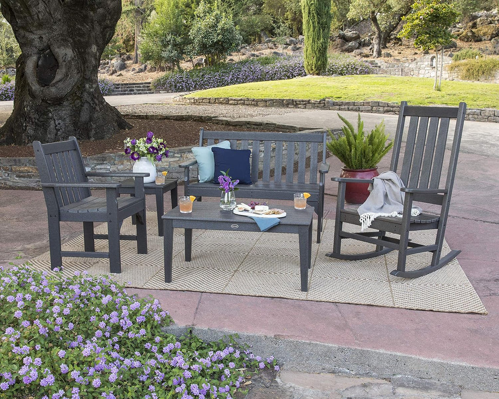 POLYWOOD Vineyard Porch Rocking Chair - Slate Grey - Heavy Duty HDPE Outdoor Rocker for Patio, Deck & Front Porch - Classic American Made Furniture