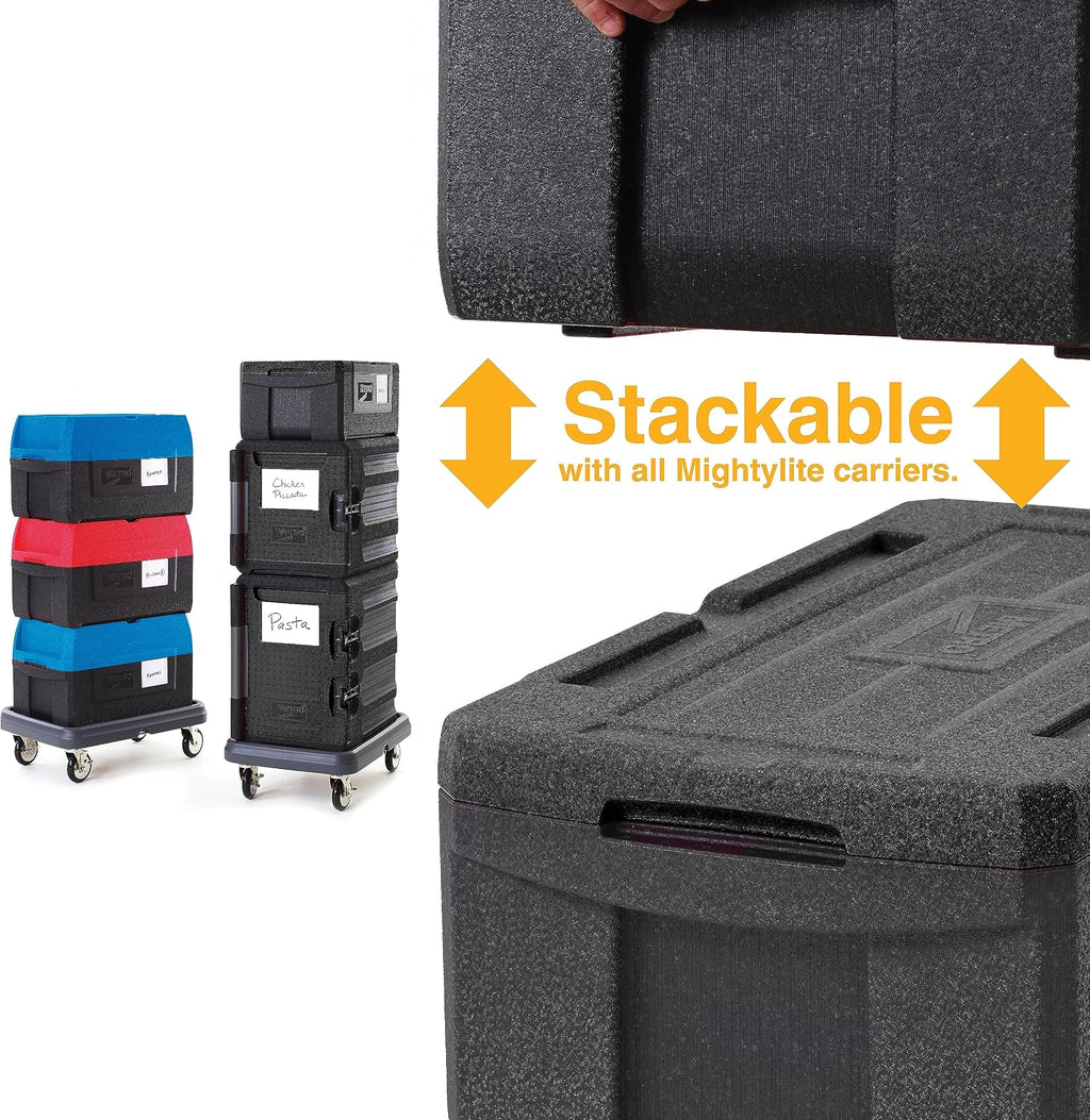 METRO Mightylite ML180-BL Top-Load Insulated Food Carrier - Professional-Grade Multipurpose Pan Carrier, Insulated Cooler and Catering Food Warmer - 30 qt or 3 Pan Capacity - Black