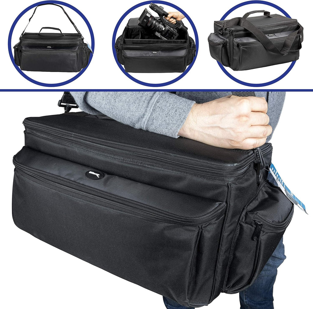 Ultimaxx Professional Well-Padded Extra-Large Water-Resistant Gadget Bag with 80' Tripod Compatible With SONY FDR-AX1, HDR-FX1000, HVR-Z1U, HVR-Z5U, HVR-Z7U, HVR-V1U, HVR-S270U, And More.