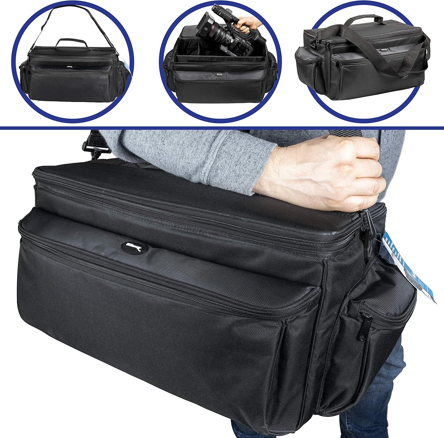 Ultimaxx Professional Well-Padded Extra-Large Water-Resistant Gadget Bag with 80' Tripod Compatible With SONY FDR-AX1, HDR-FX1000, HVR-Z1U, HVR-Z5U, HVR-Z7U, HVR-V1U, HVR-S270U, And More.